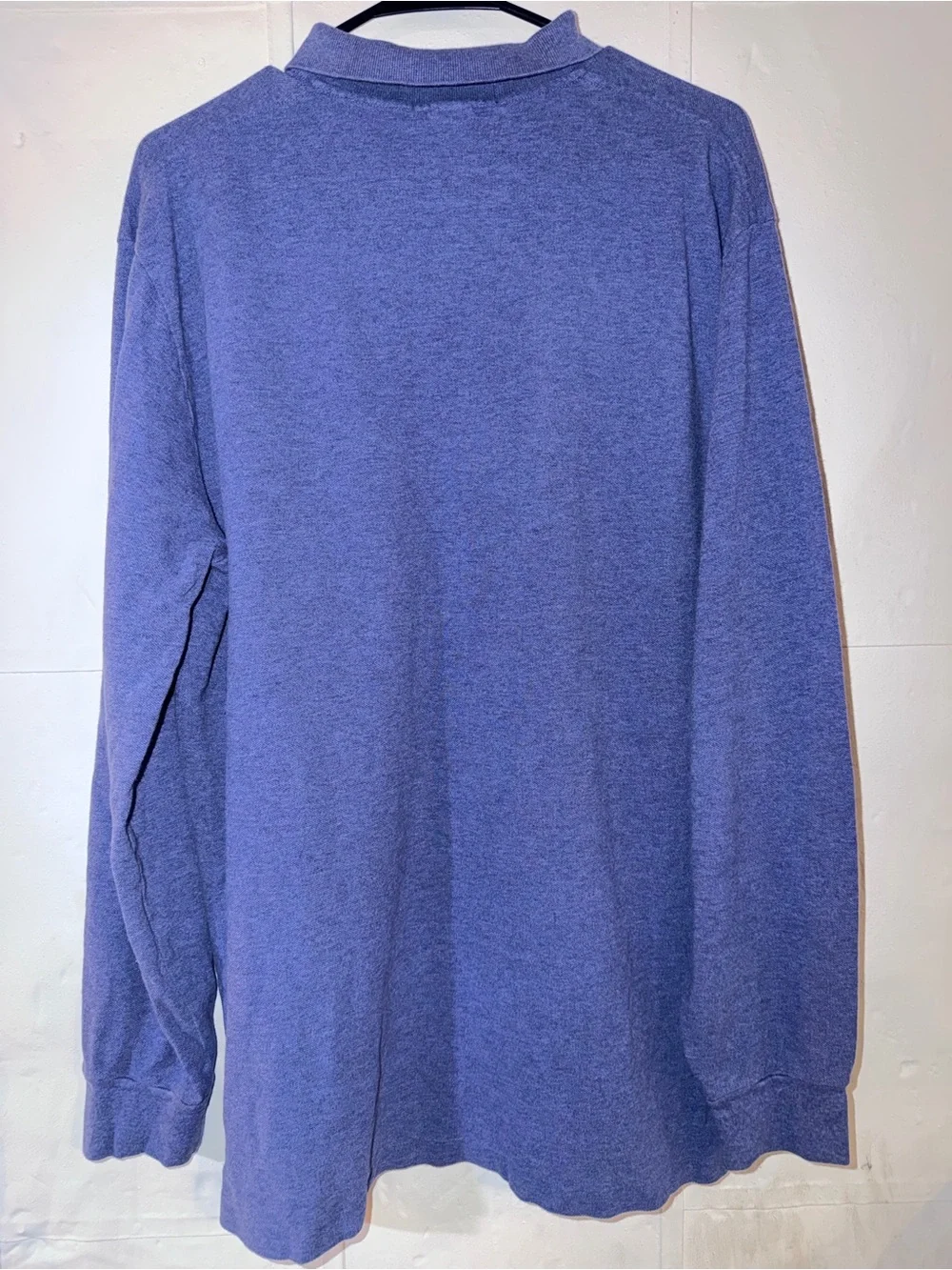 Ralph Lauren  100% cotton Long-Sleeve Polo in Heather Blue with Yellow Pony